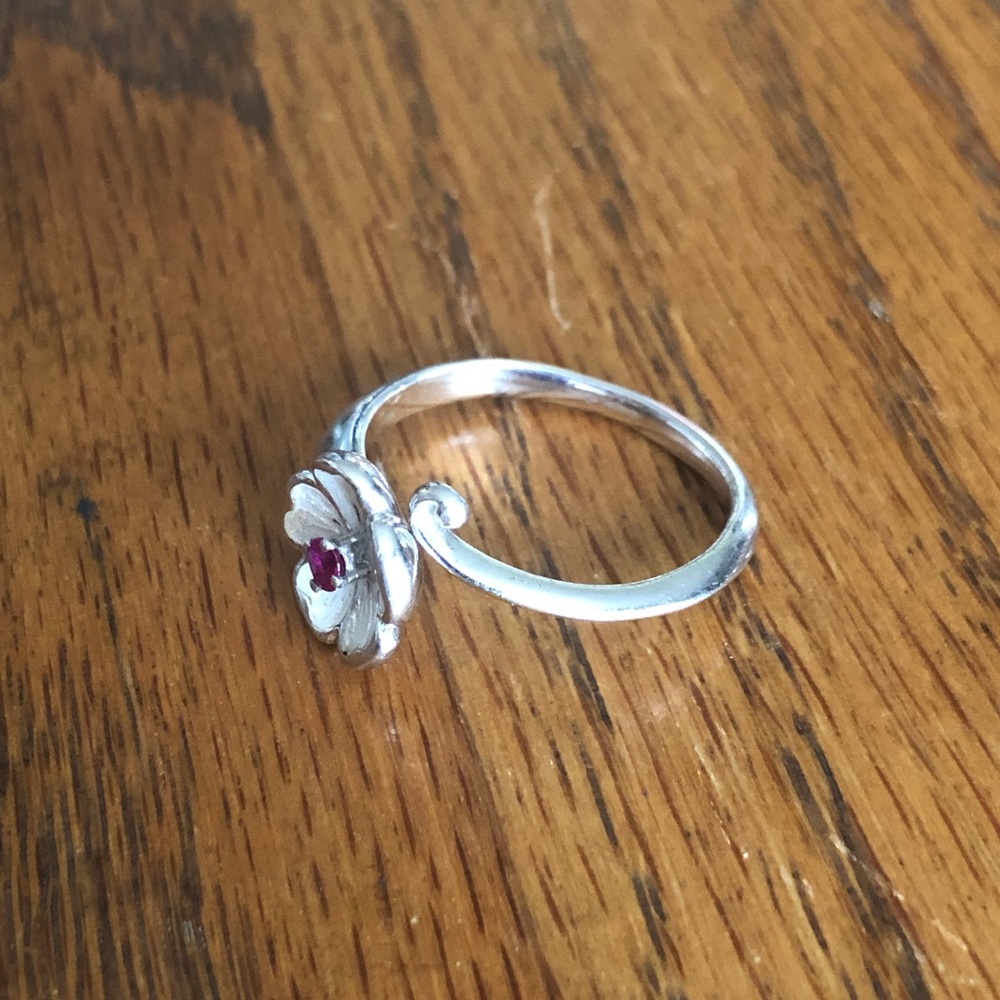 Flower Ring With Ruby - image 2